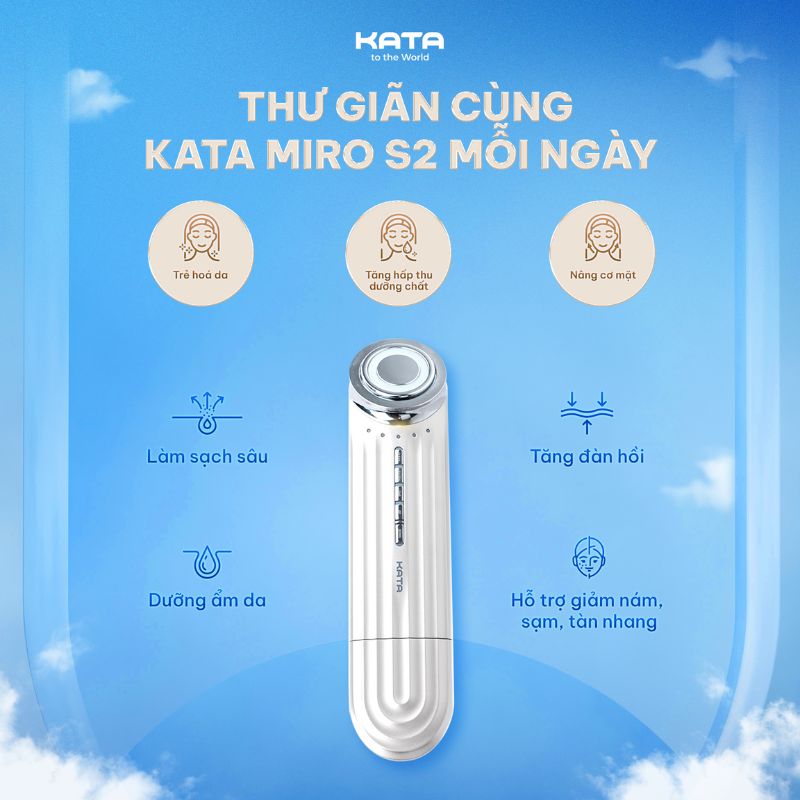 Máy điện di tinh chất chăm sóc da mặt KATA Miro S2 – Nâng cơ, thẩm thấu serum, làm sáng da tại nhà