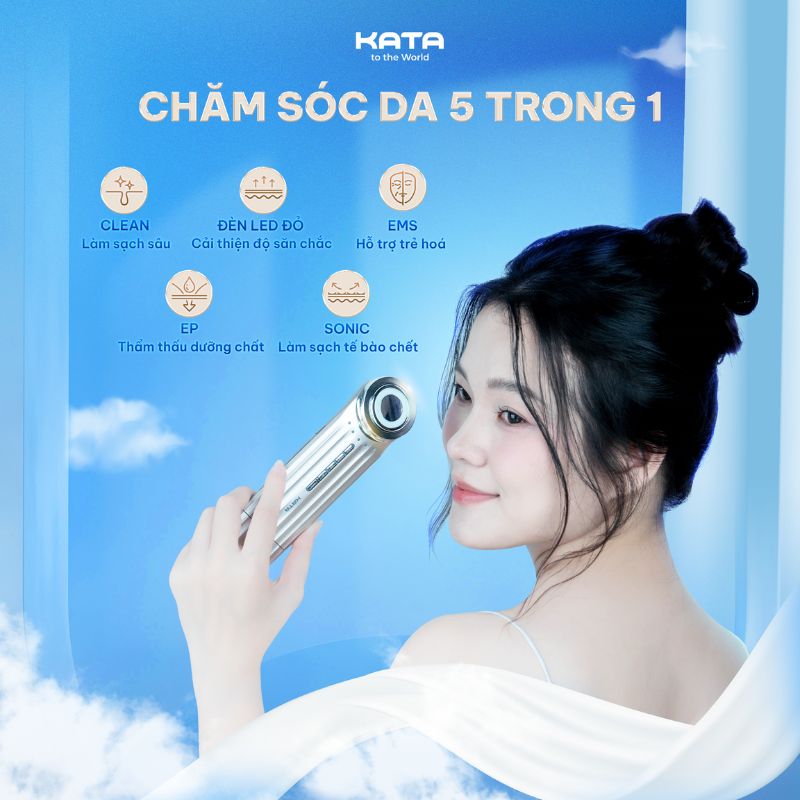 Máy điện di tinh chất chăm sóc da mặt KATA Miro S2 – Nâng cơ, thẩm thấu serum, làm sáng da tại nhà