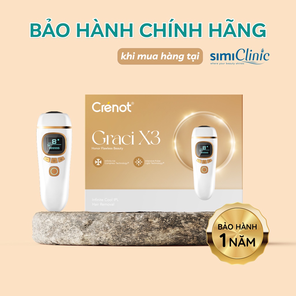Máy triệt lông băng lạnh trẻ hóa da Crenot Graci X3, đổi trả 30 ngày